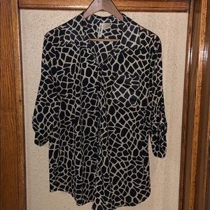 Giraffe Print Button Up Top